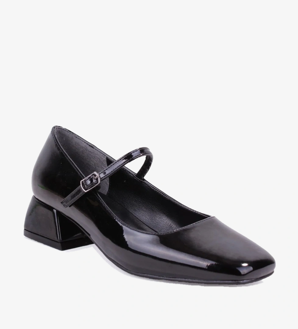 Dagoster Kahverengi Dagoster DZA07 Rugan DZA07-725101 4 cm Kalın Topuklu Klasik Kadın Ayakkabı