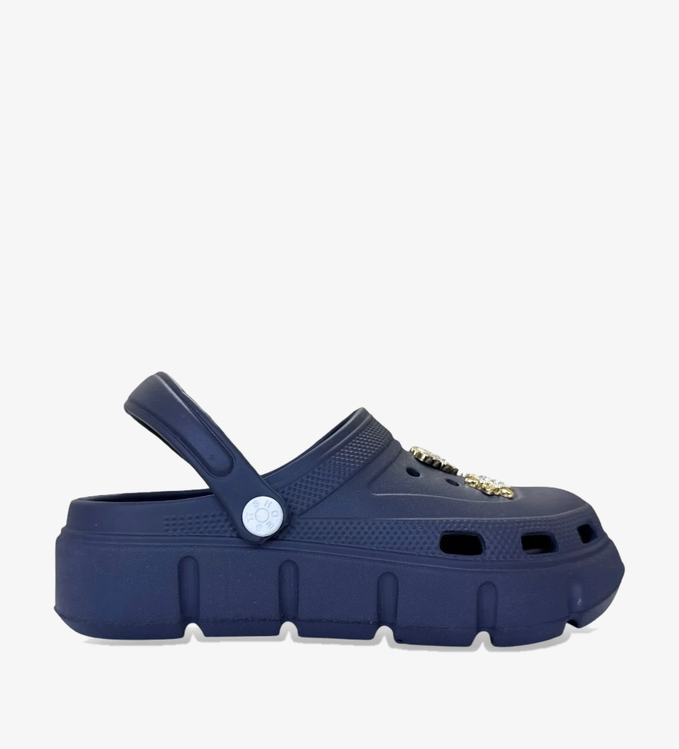 Liger Yüksek Taban Taşlı Comfort Kadın Sandalet LACİVERT