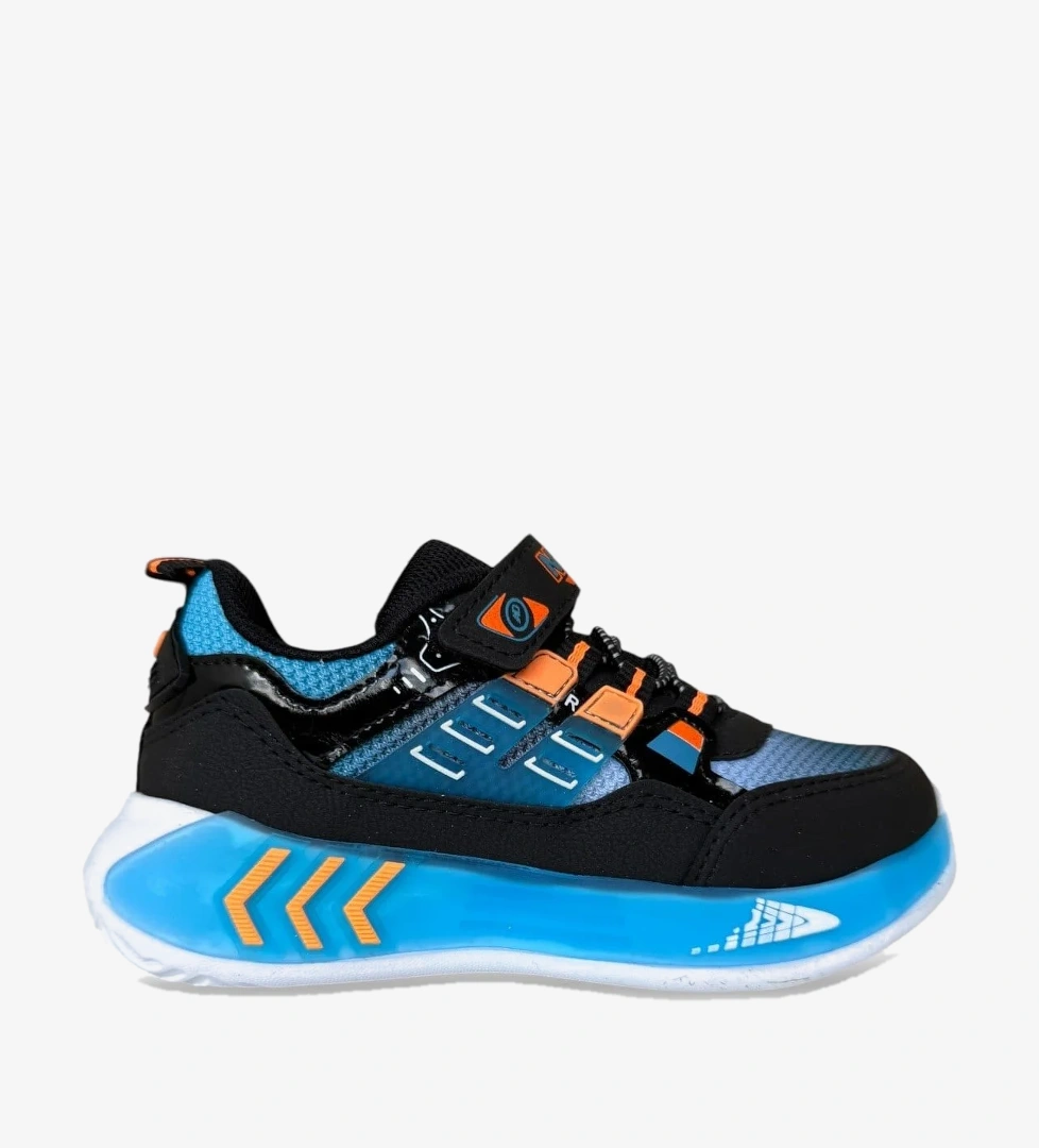 Liger Cırtlı Hafif Anatomik Taban Günlük Sneaker Çocuk Spor Ayakkabı SİYAH - TURUNCU