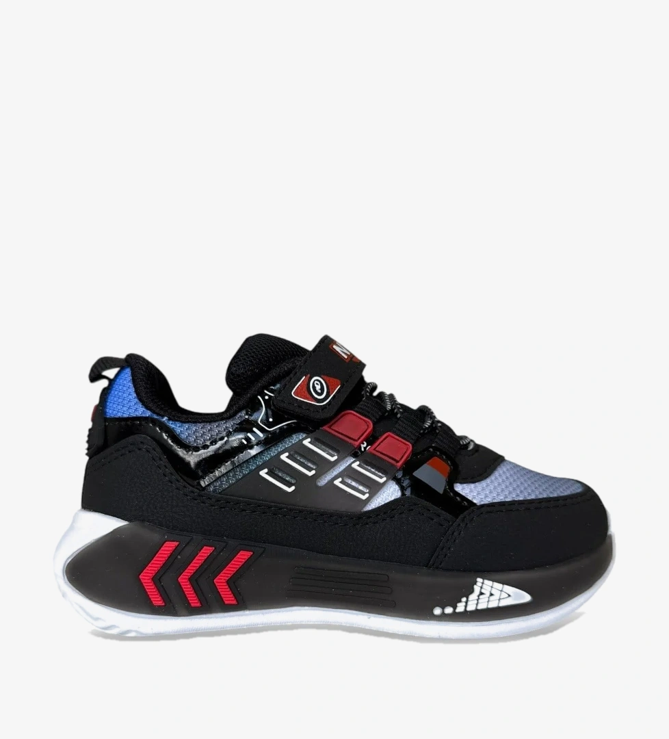 Liger Cırtlı Hafif Anatomik Taban Günlük Sneaker Çocuk Spor Ayakkabı SİYAH - KIRMIZI