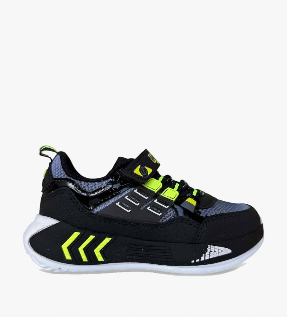 Liger Cırtlı Hafif Anatomik Taban Günlük Sneaker Çocuk Spor Ayakkabı SİYAH - SARI