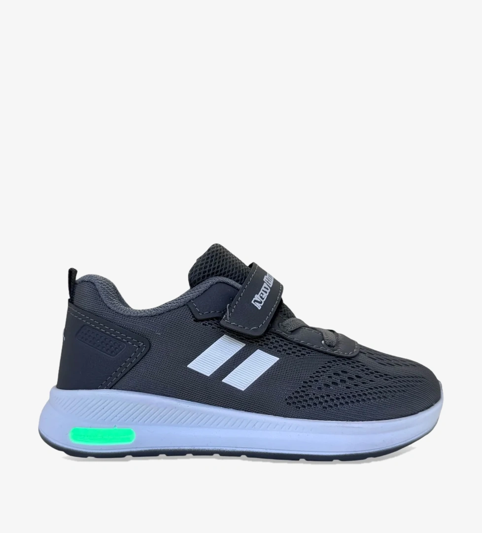 Liger Unisex Bağcıklı Ve Cırtlı Triko Çocuk Spor Ayakkabı FÜME - BEYAZ