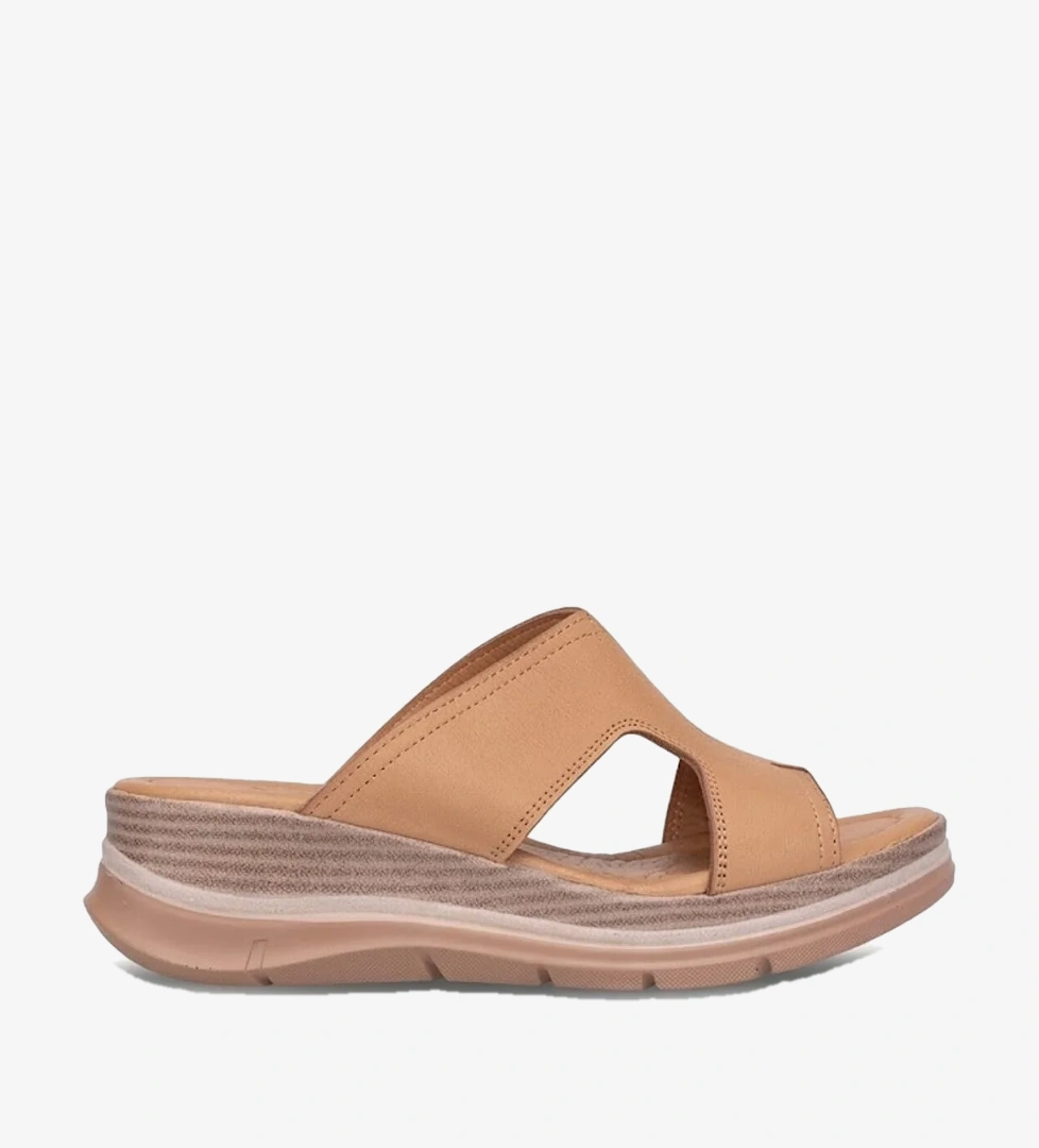 Ayakkabı Fuarı Yeşil Ayakkabı Fuarı Fuari Elit KOC2565 Kadın Hakiki Deri Düz Terlik