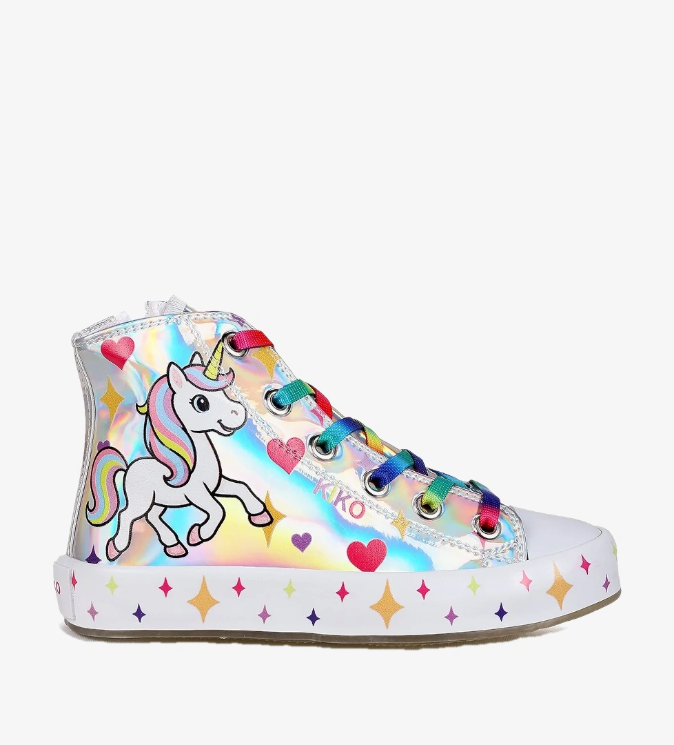Kiko Kids Pames Unicorn Fermuarlı Kız Çocuk Spor Ayakkabı Gümüş