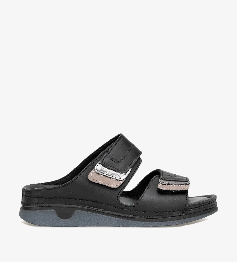 Ayakkabı Fuarı Taba Ayakkabı Fuarı Fuari Elit 26YRhmM-017 Kadın Hakiki Deri Ortopedik Düz Terlik