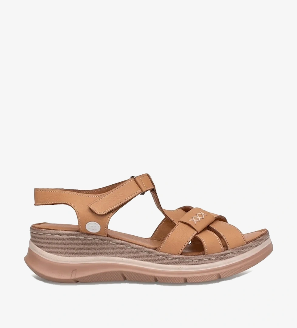 Mammamia D26YS-2590 Kadın Hakiki Deri Dolgu Topuk Sandalet Taba
