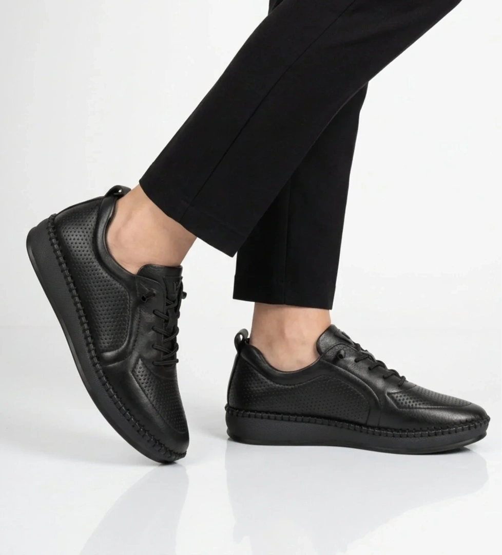 Voyager Siyah Voyager Hakiki Deri Anatomik Kadın Casual Ayakkabı Z094 Z