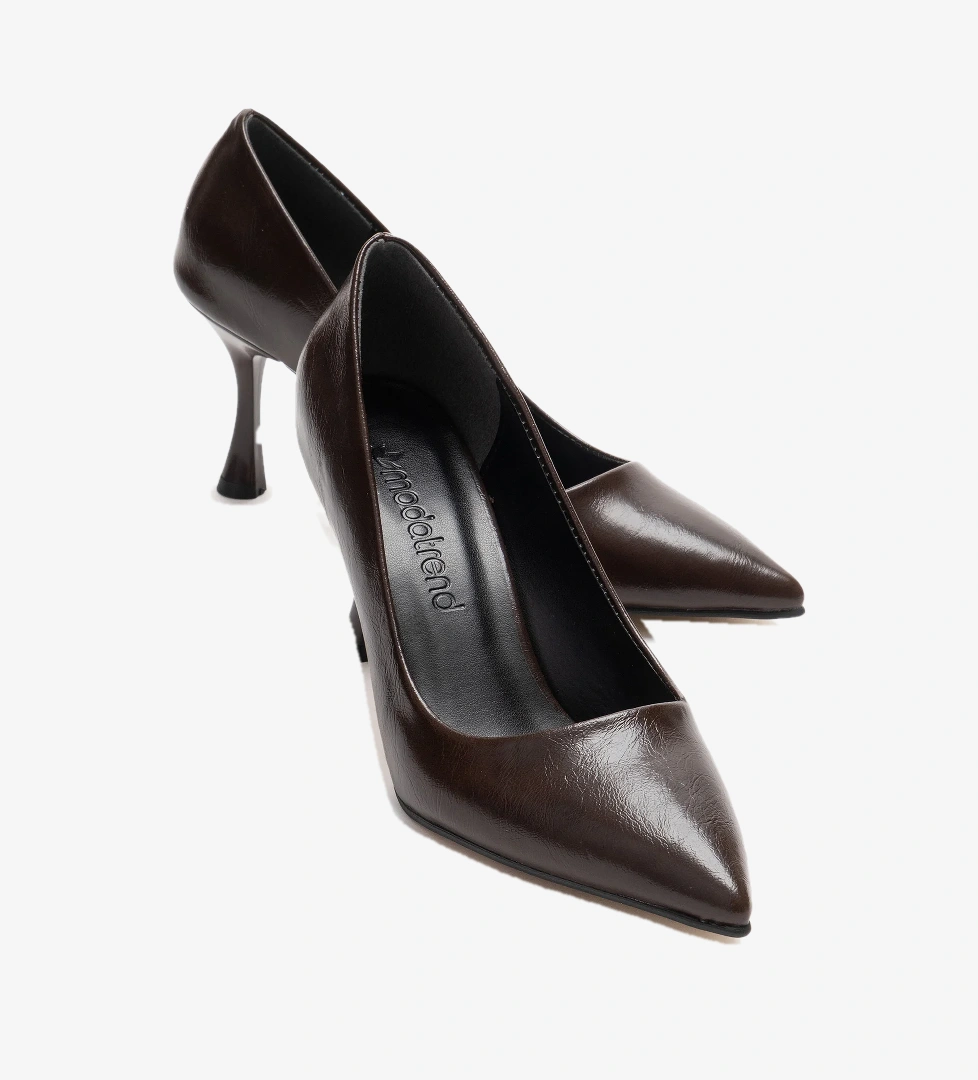 Ccway Kadın Stiletto Ayakkabı KAHVE KIRIŞIK