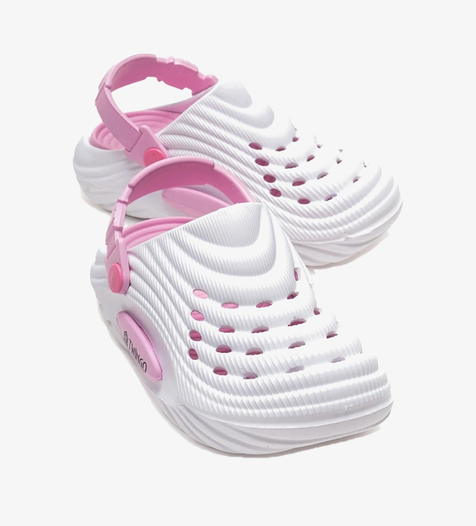 Ccway Hasır Desenli Sabo Terlik 26-35 BEYAZ PEMBE