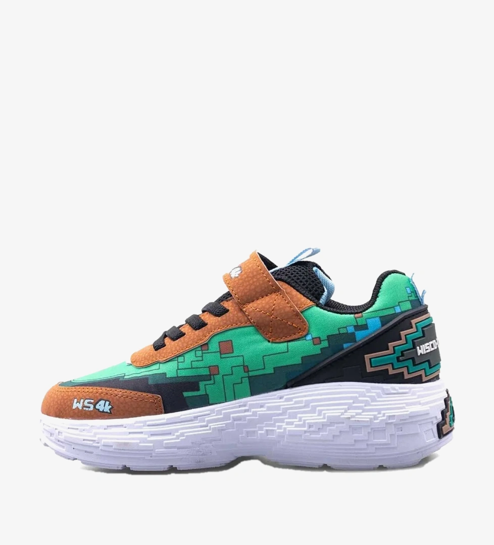 COŞKUN Renkli Blok Tabanlı Cırtlı ve Bağcıklı Çocuk Sneaker Spor Ayakkabı