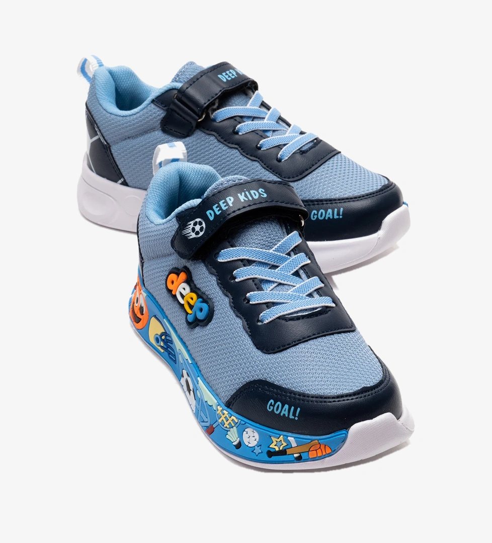 Ccway Çocuk Anorak Resimli Cırtlı Spor Ayakkabı 31-35 LACİ MAVİ