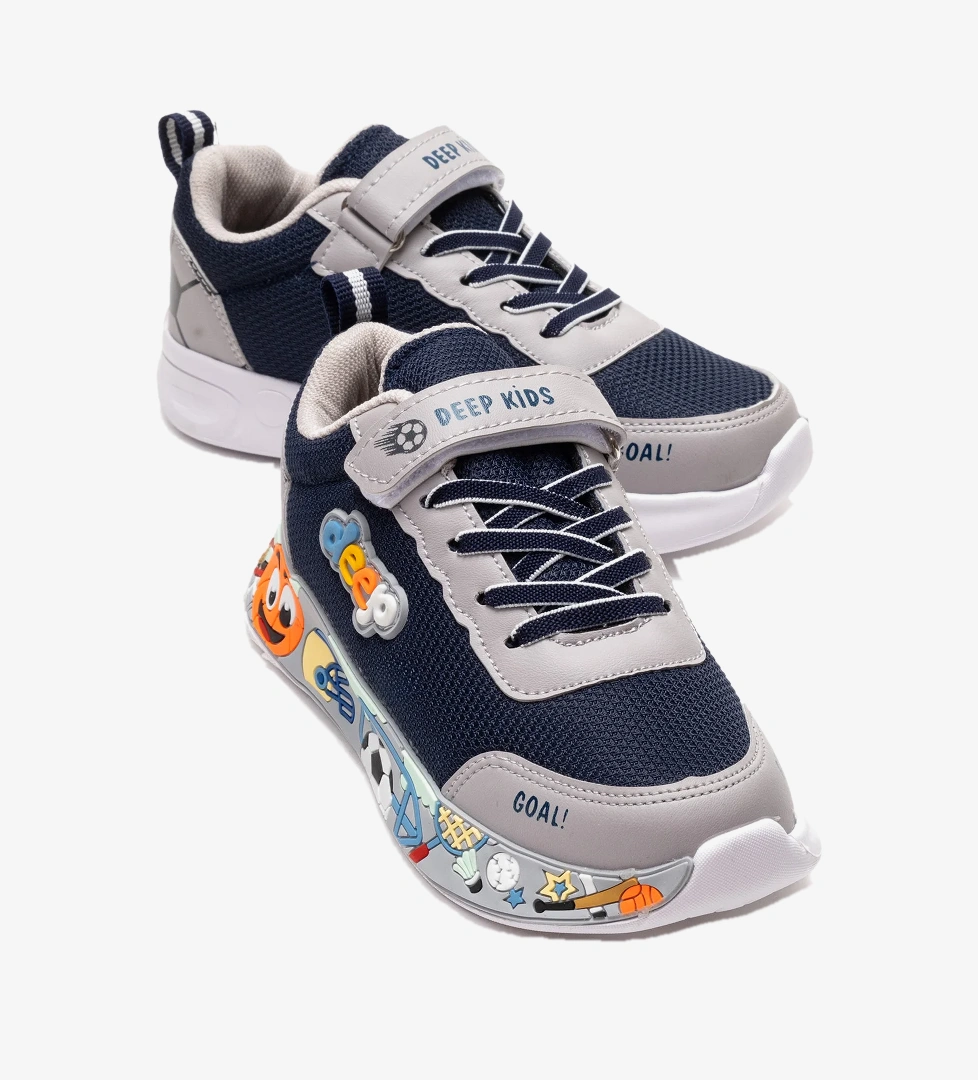 Ccway Çocuk Anorak Resimli Cırtlı Spor Ayakkabı 31-35 LACİ BUZ