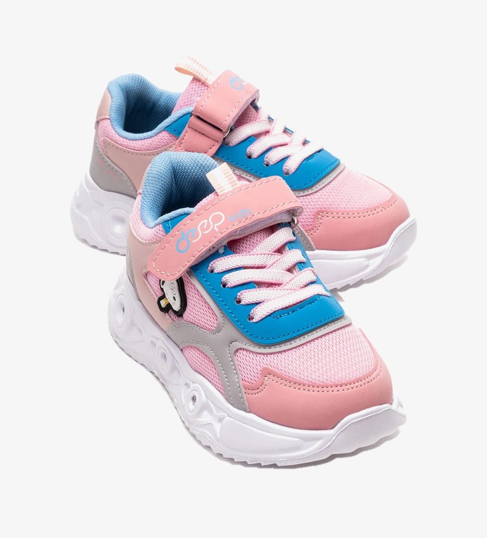 Ccway Çocuk Cırtlı Işıklı Anorak Spor Ayakkabı 26-30 PEMBE MAVİ