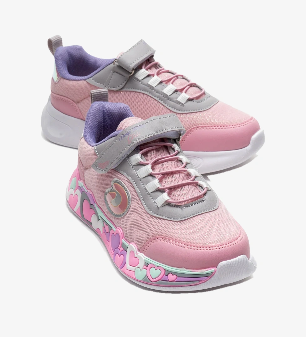 Ccway Cırtlı Kalpli Taban Anorak Çocuk Spor Ayakkabı 31-35 PEMBE LİLA