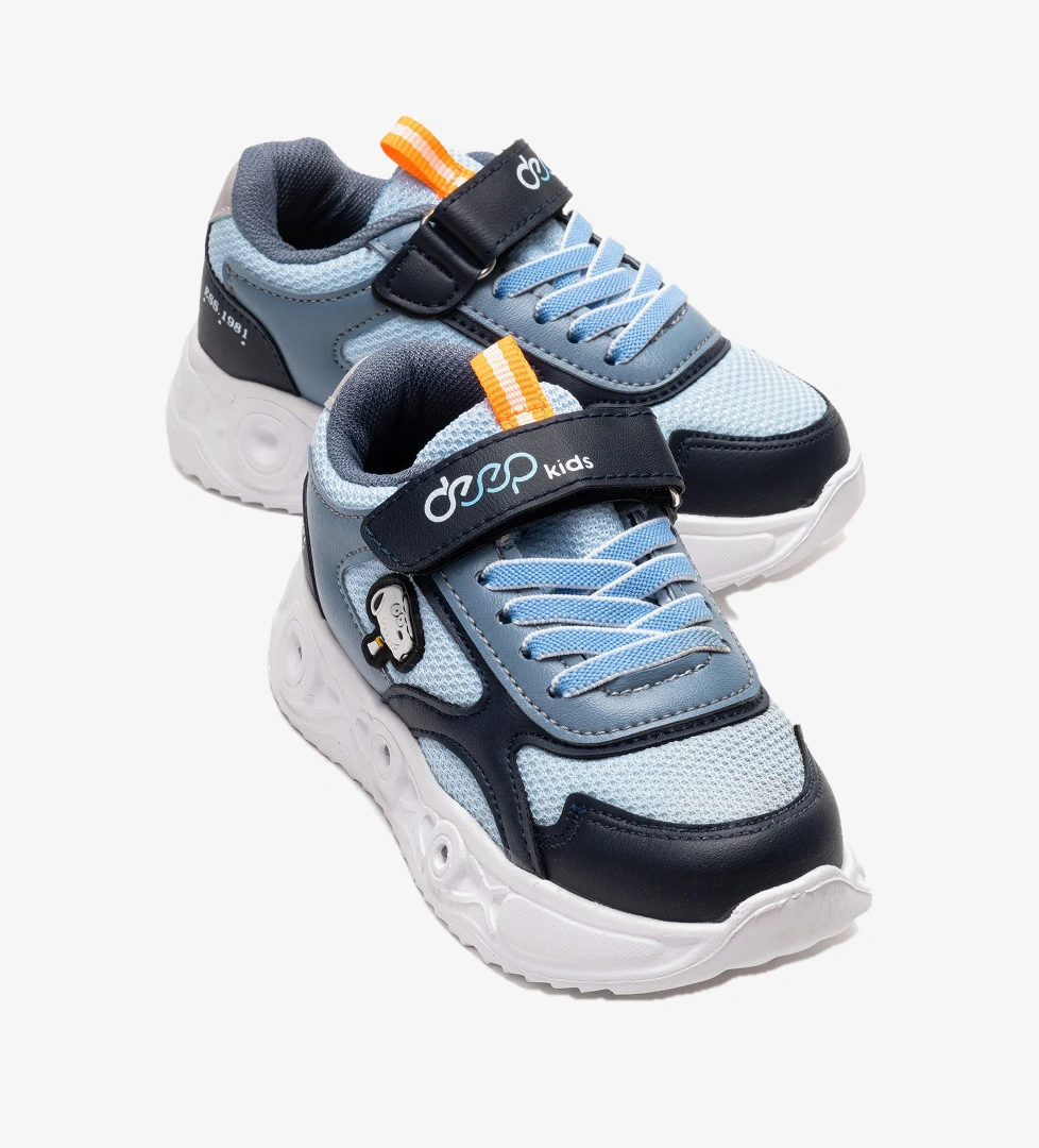 Ccway Çocuk Cırtlı Işıklı Anorak Spor Ayakkabı 26-30 LACİ MAVİ