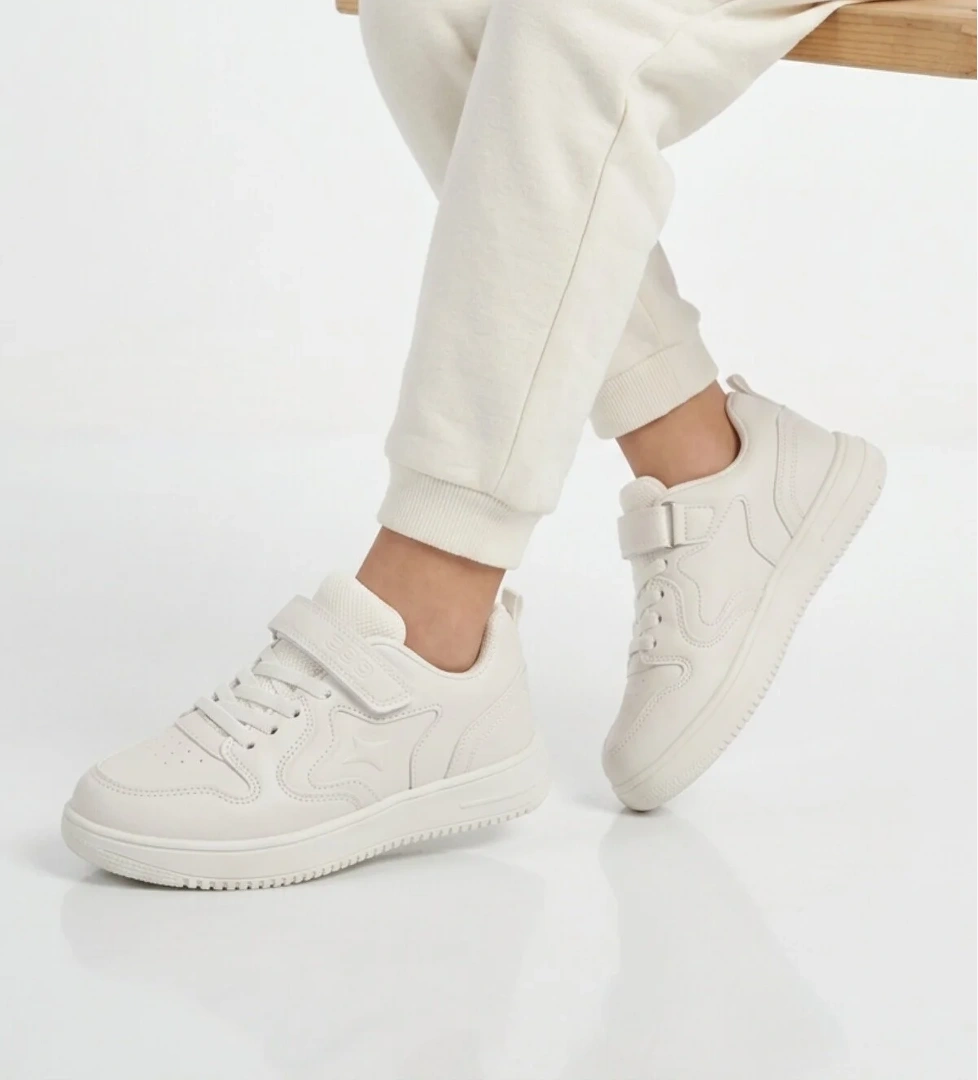 Cool GENİŞ KALIP Beyaz Cırtlı Hafif Unisex Çocuk Spor Ayakkabı Eldon F
