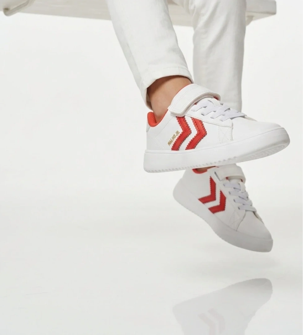 Hummel Beyaz Kırmızı Cırtlı Hafif Cilt Unisex Çocuk Spor Ayakkabı 900869 Hml Malmo Jr