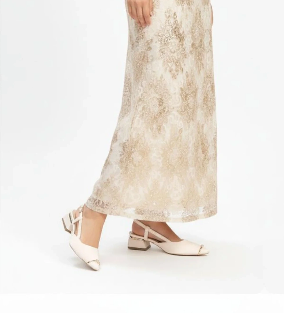 Papuçcity Sprs 03403 Arkası Açık Alçak Topuklu Stiletto Abiye