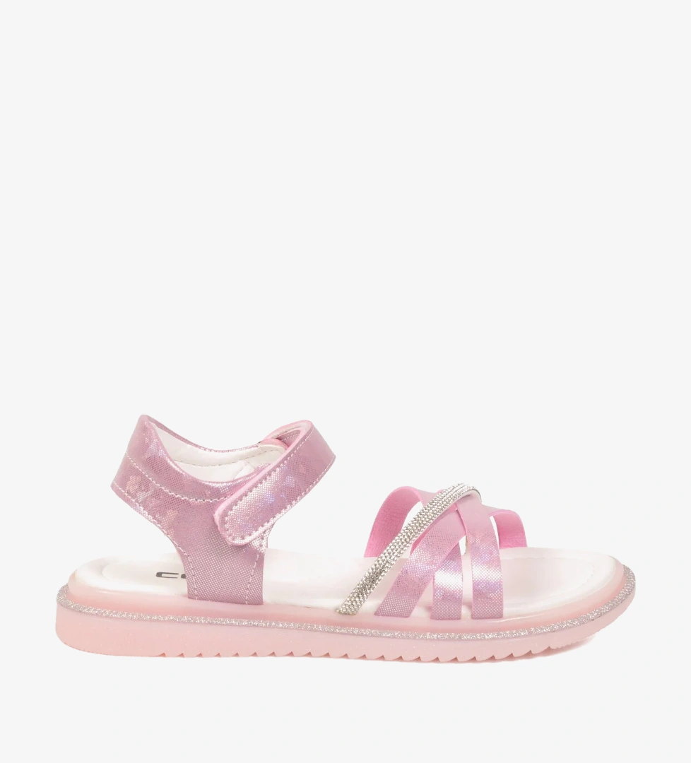 Cool Pembe Cırtlı Kız Çocuk Düz Sandalet