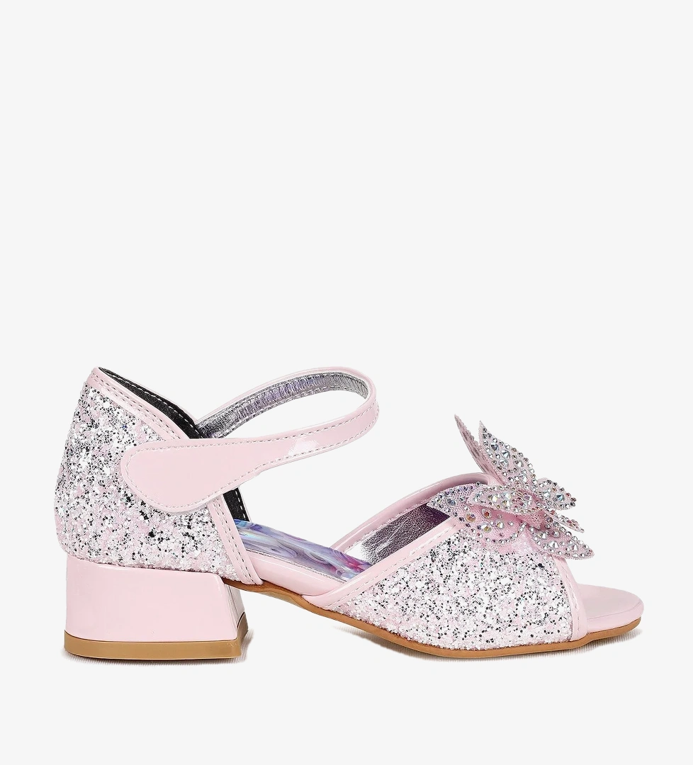 Kiko Kids Winged Unicorn Kız Bebek Topuklu Abiye Ayakkabı Pudra