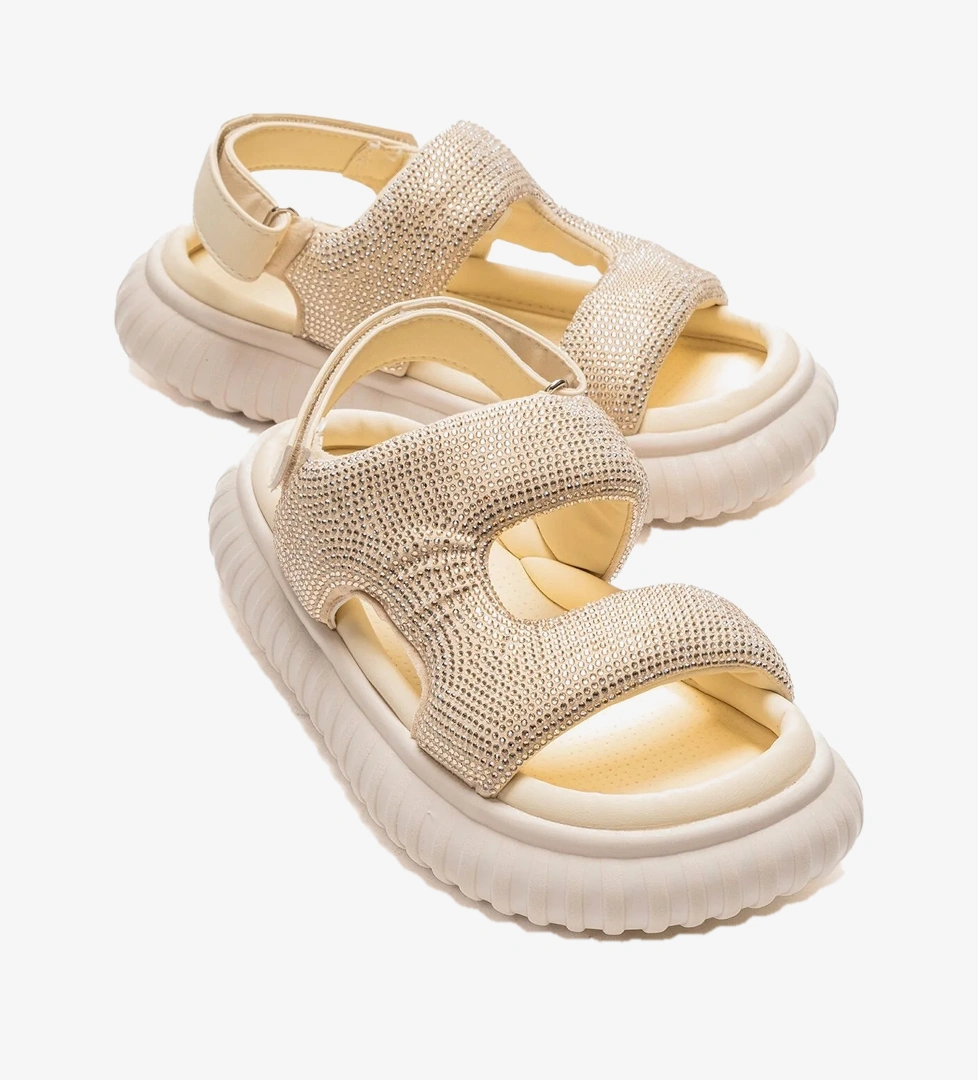 Marco Kids Marcokids Kız Çocuk Bej Günlük Taş Baskılı Sandalet