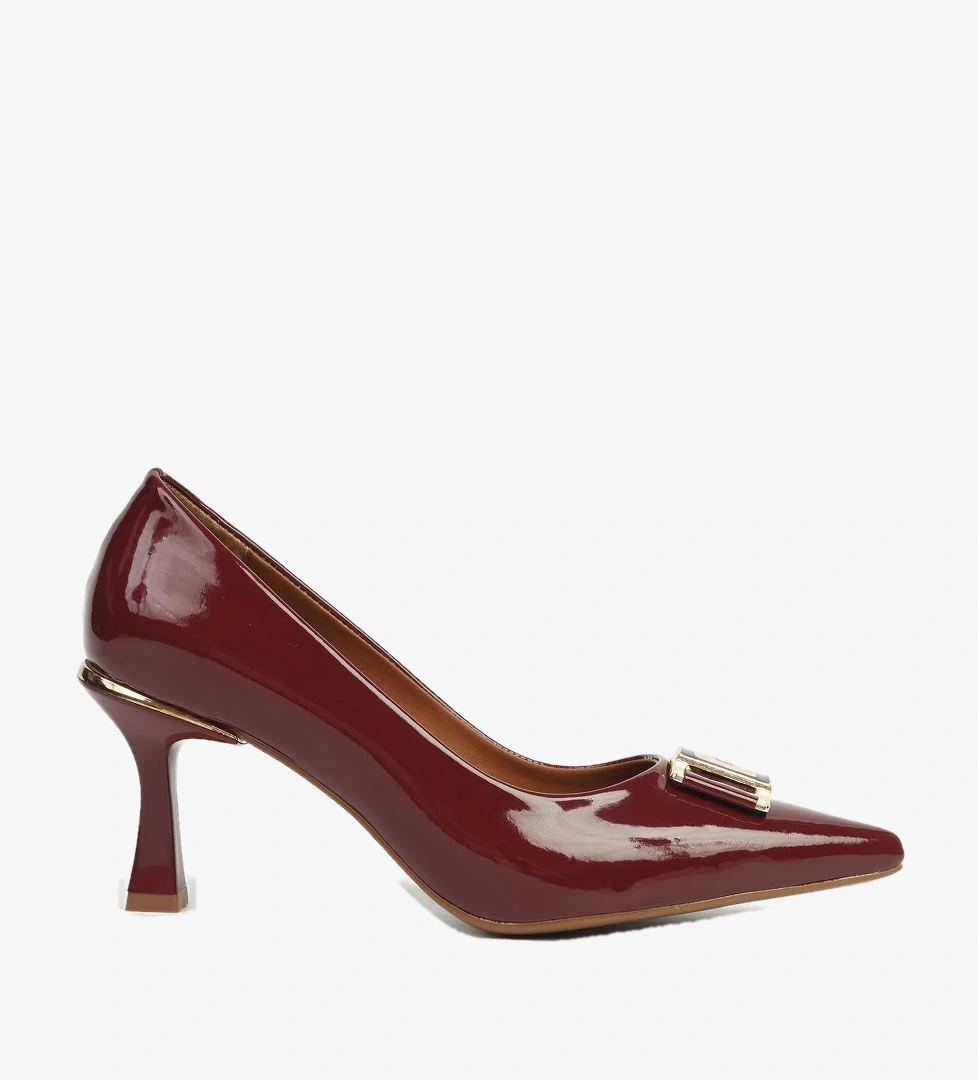 Pierre Cardin Bordo Rugan Topuklu Ayakkabı PC-54966