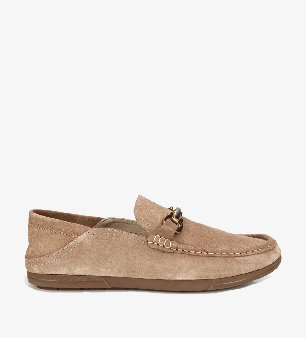 Hotiç Erkek Süet Deri Bej Toka Detaylı Comfort Loafer Ayakkabı