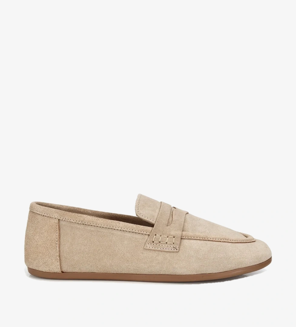 Hotiç Kadın Süet Deri Bej Yumuşak Dokulu Klasik Loafer