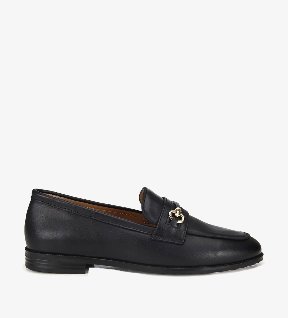 Hotiç Kadın Deri Siyah Tokalı Klasik Loafer