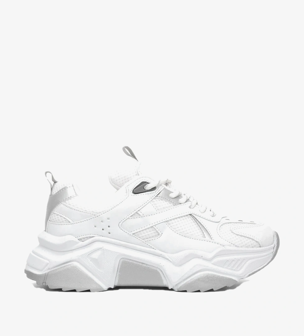 Tonny Black Kadın Beyaz Rahat Kalıp Poli Taban Bağcıklı Sneaker