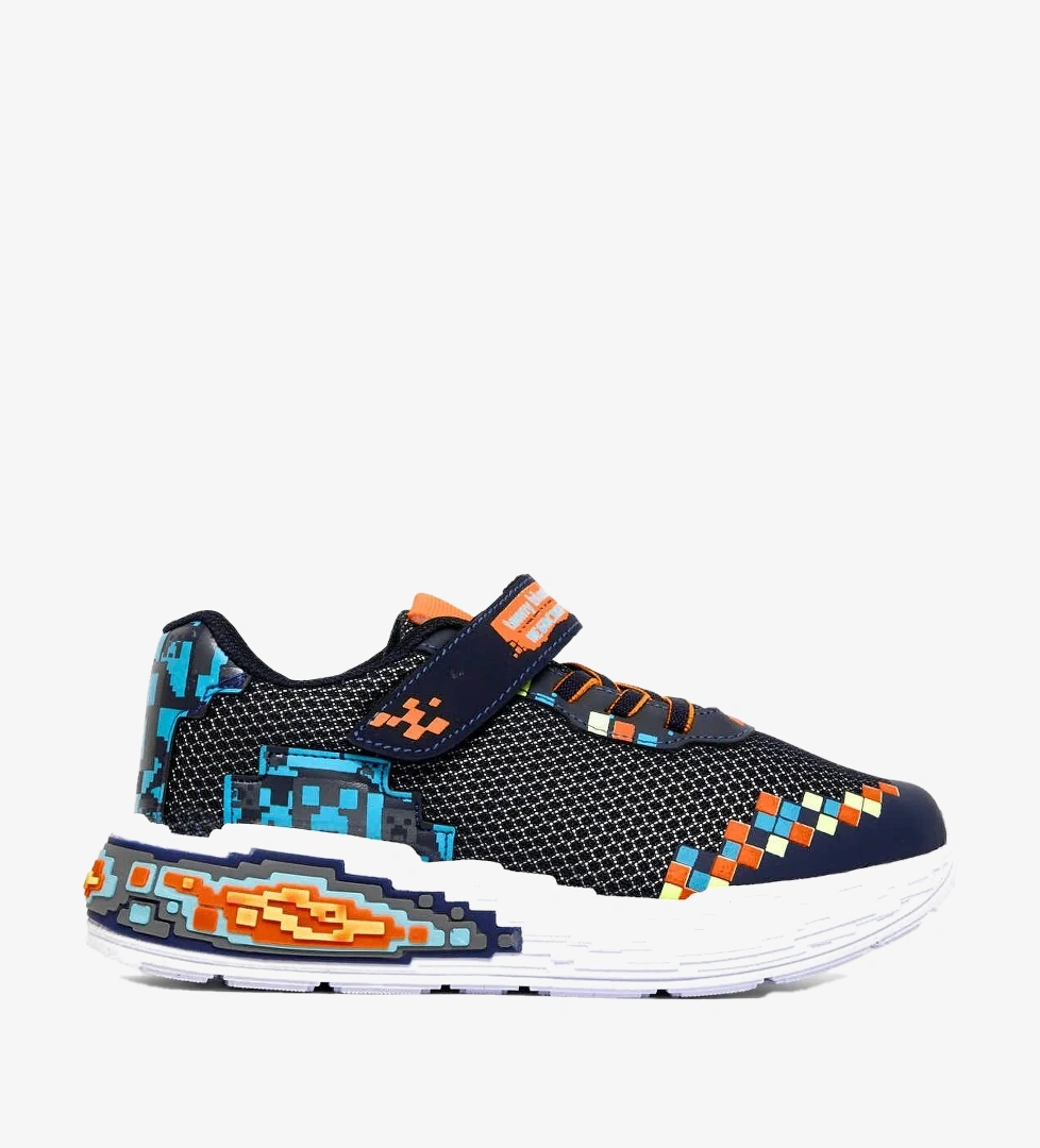 Tonny Black Çocuk Unisex Lacivert Rahat Kalıp Nefes Alabilen Cırtlı Işıklı Sneaker