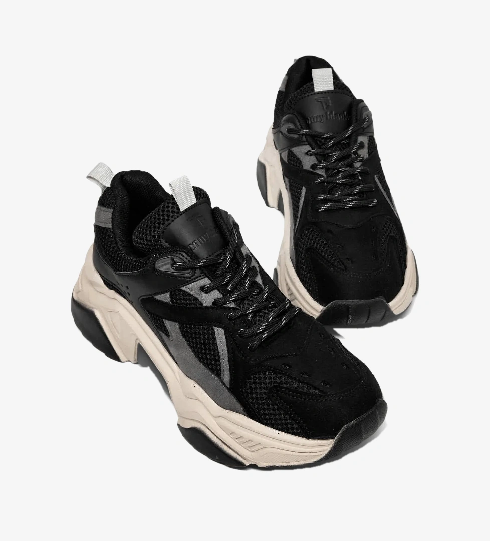 Tonny Black Kadın Siyah Rahat Kalıp Poli Taban Bağcıklı Sneaker