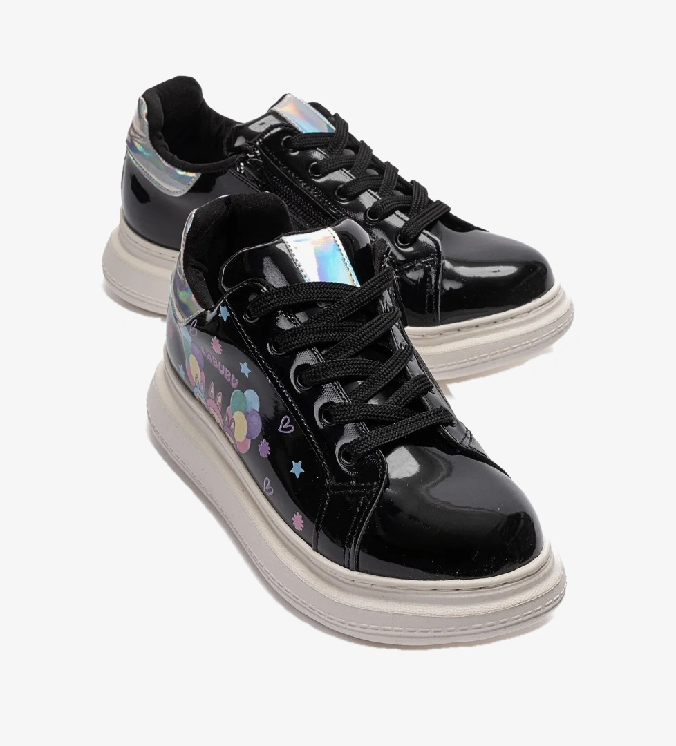 Mnpc inci mark Kız Çocuk Siyah Rugan Sneaker Ayakkabı