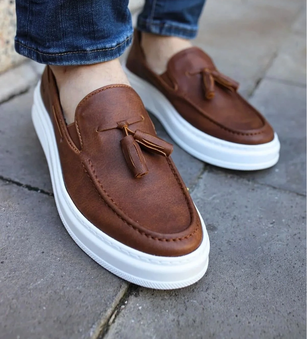 Pabucmarketi Püsküllü Erkek Loafer Ayakkabı Erkek Ayakkabı Taba