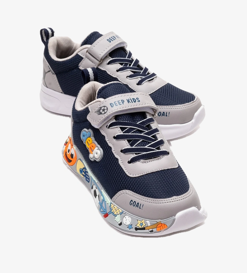 Ccway Çocuk Anorak Resimli Cırtlı Spor Ayakkabı 26-30 LACİ BUZ