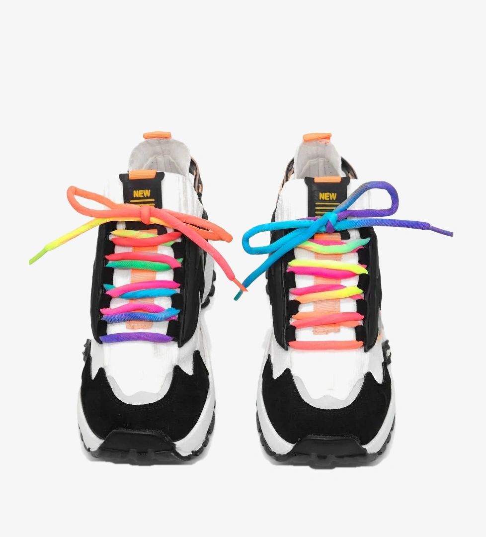 Tonny Black Kadın Siyah Beyaz Rahat Kalıp Renkli Lastik Boğazlı Bağcıklı Sneaker