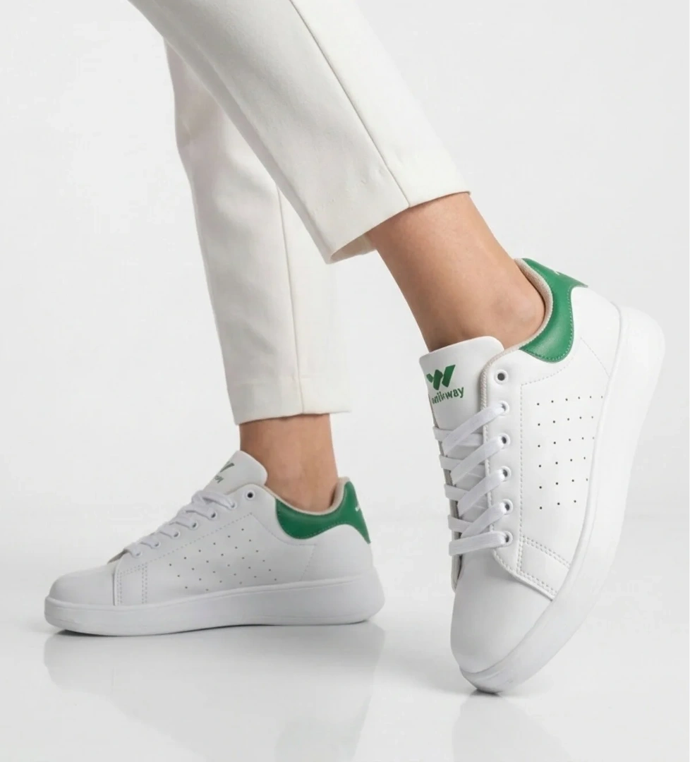 Walkway Beyaz Yeşil Bağcıklı Unisex Spor Ayakkabı