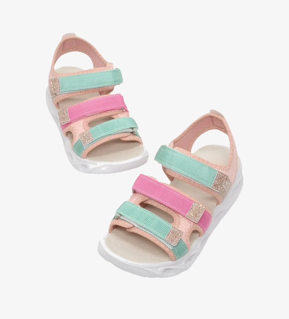 Tonny Black Çocuk Unisex Pembe Turkuaz Çoçuk Renkli Rahat Kalıp Sandalet