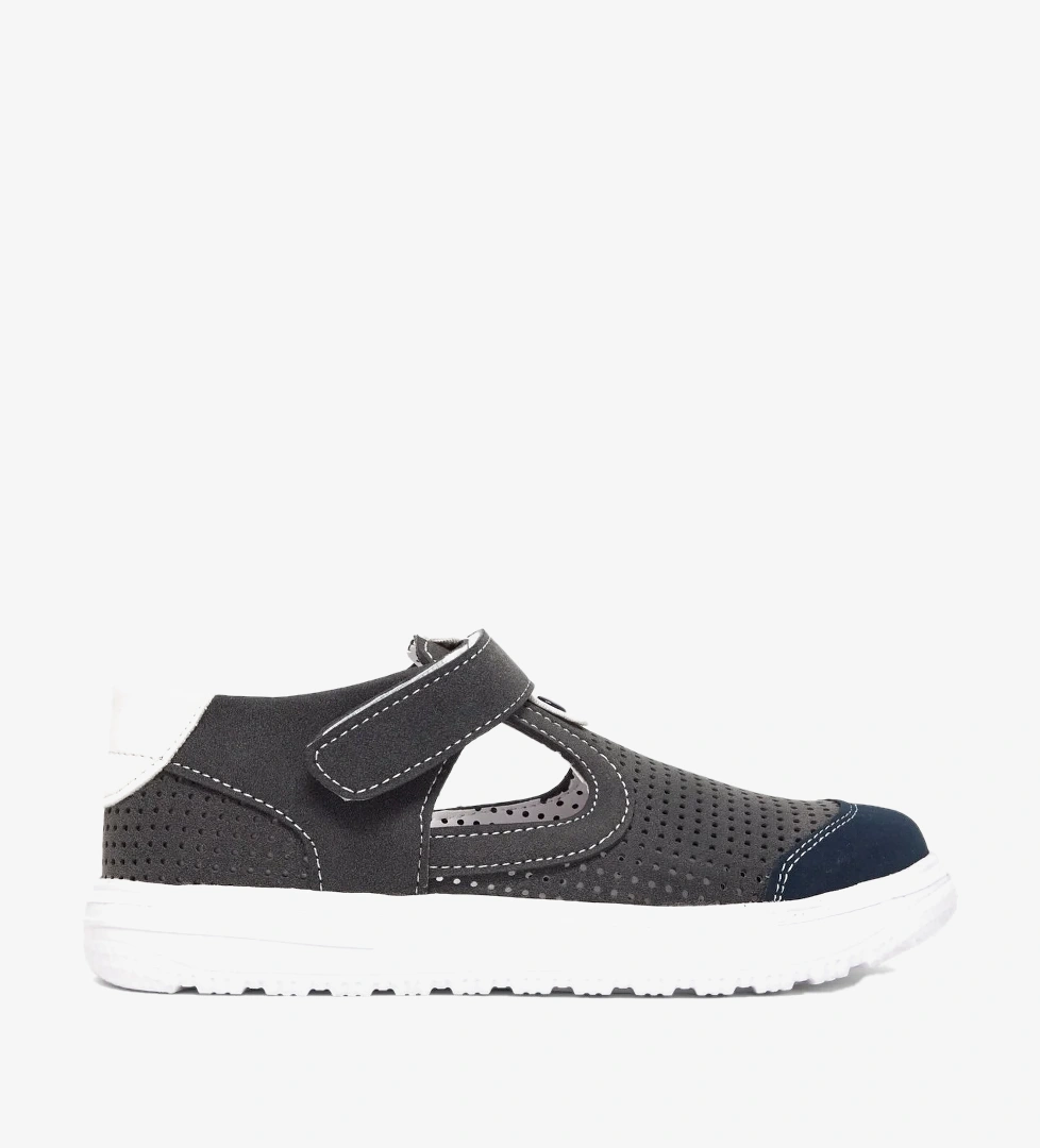Tonny Black Çocuk Unisex Gri Çoçuk Cırtlı Sandalet