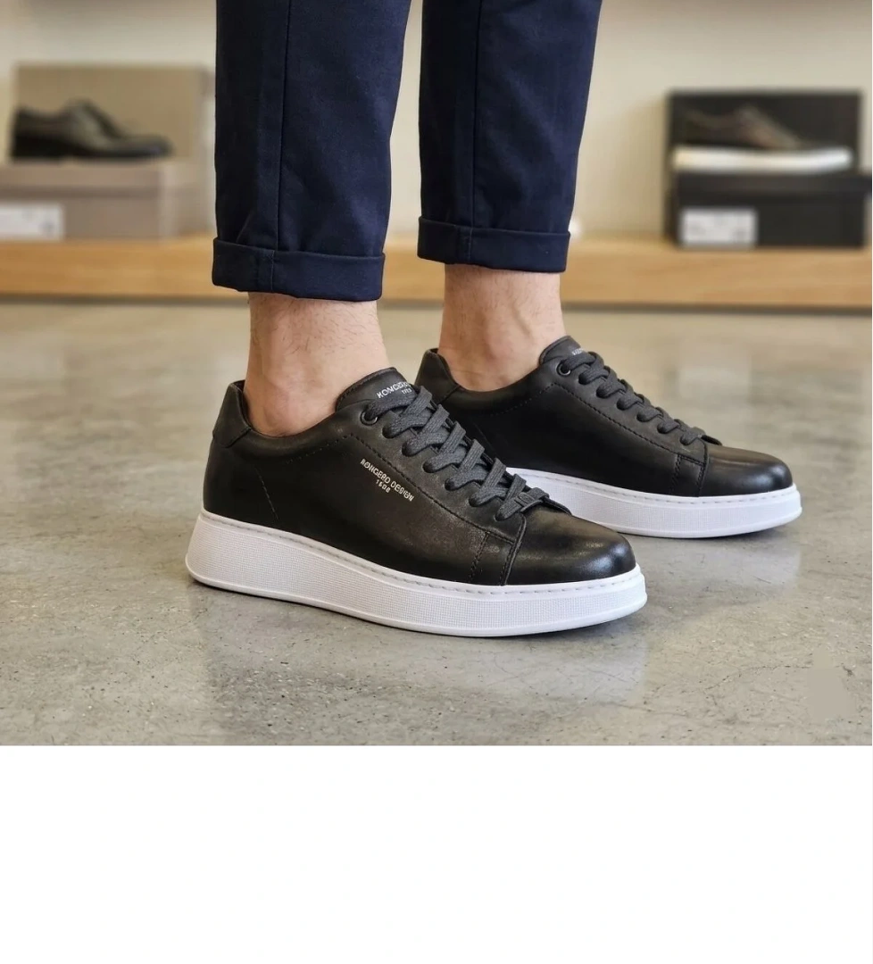 KOMÇERO Komcero Bağcıklı Kalın Taban Sade Model Erkek Hakiki Deri Günlük Sneaker Ayakkabı K1372-2225