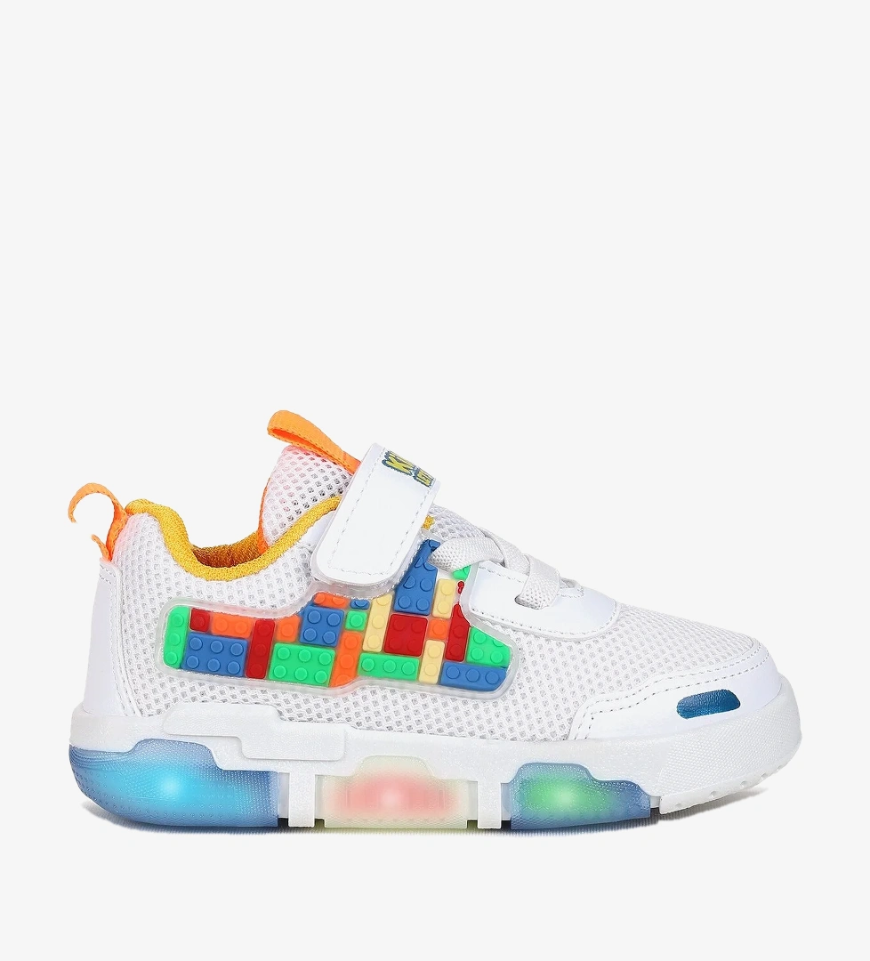 Kiko Kids Scarpe Cırtlı Işıklı Erkek Çocuk Spor Ayakkabı Beyaz - Sarı