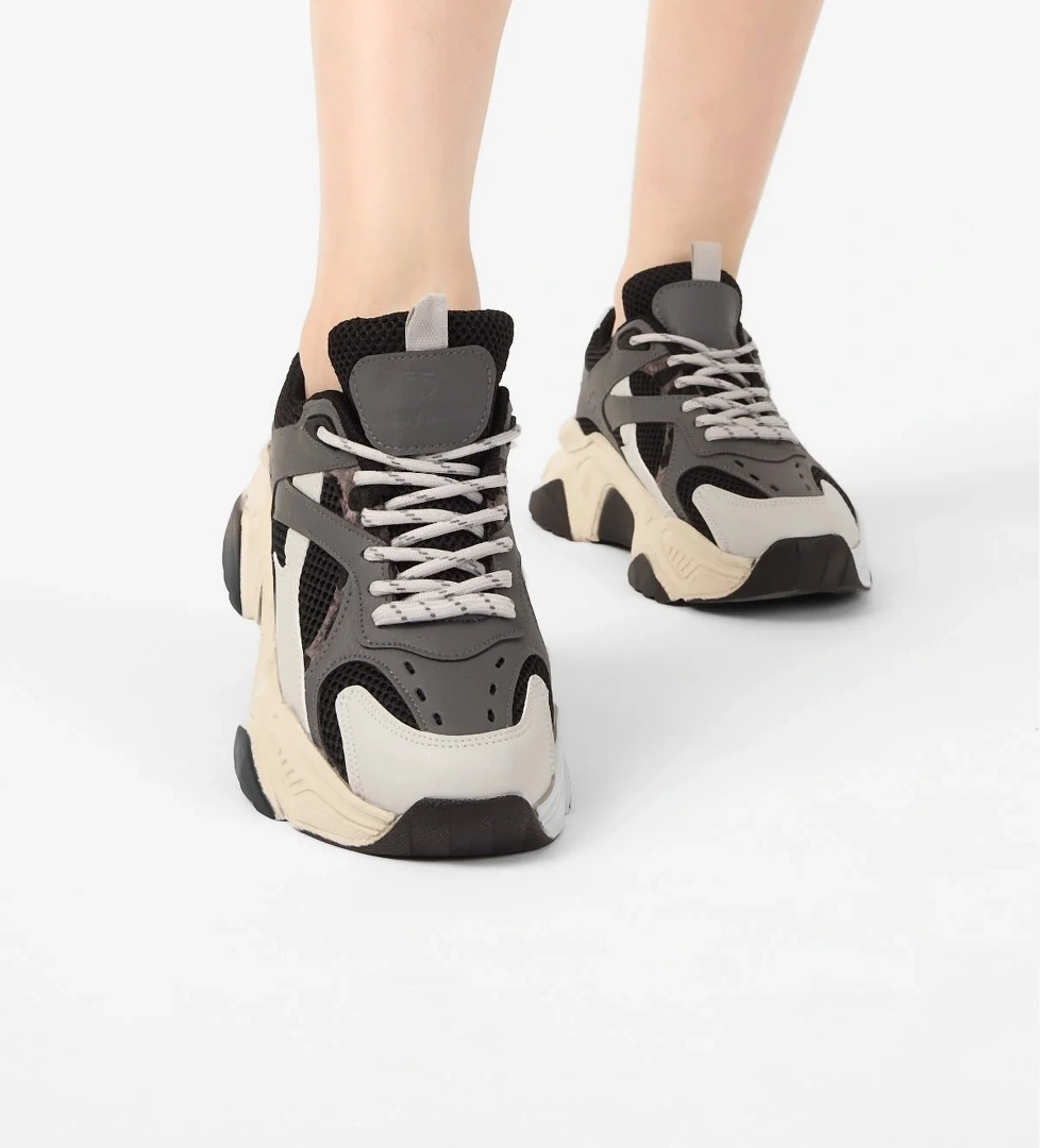 Tonny Black Kadın Füme Gri Rahat Kalıp Poli Taban Bağcıklı Sneaker