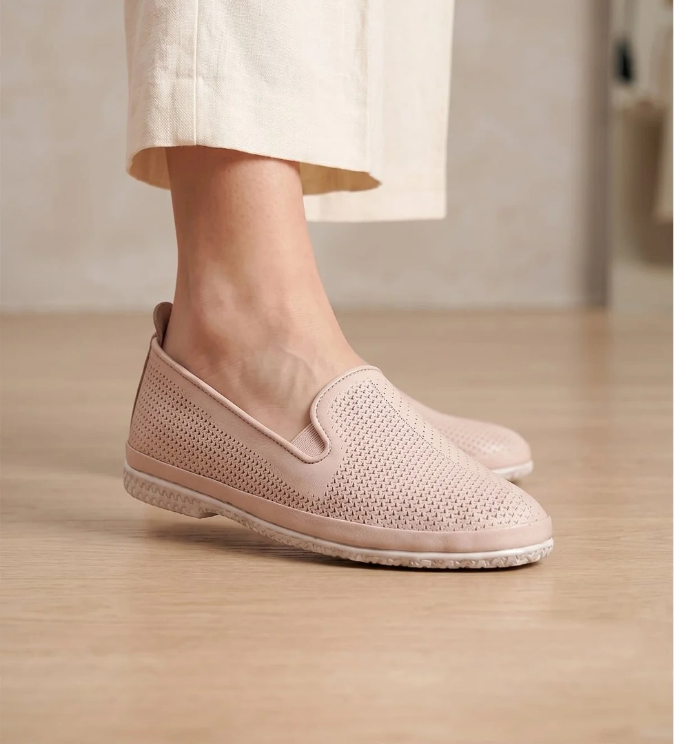 Mammamia D26YA-7145 Kadın Hakiki Deri Casual Ayakkabı Krem