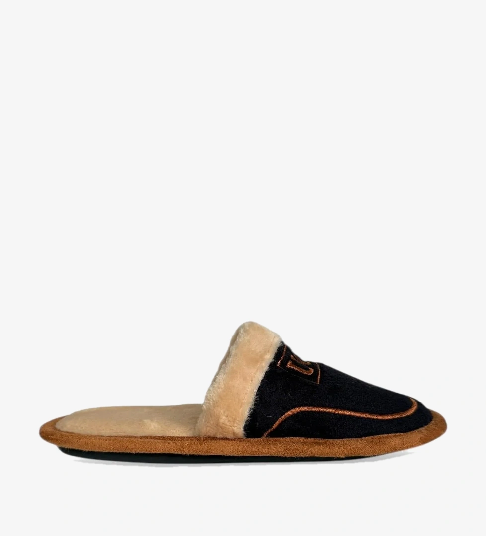 Liger İçi Peluş Kaydırmaz Taban Bohça Unisex Ev Terliği SİYAH