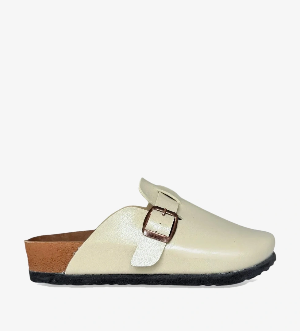 Liger Unisex Toka Detaylı Mantar Anatomik Tabanlı Terlik KREM