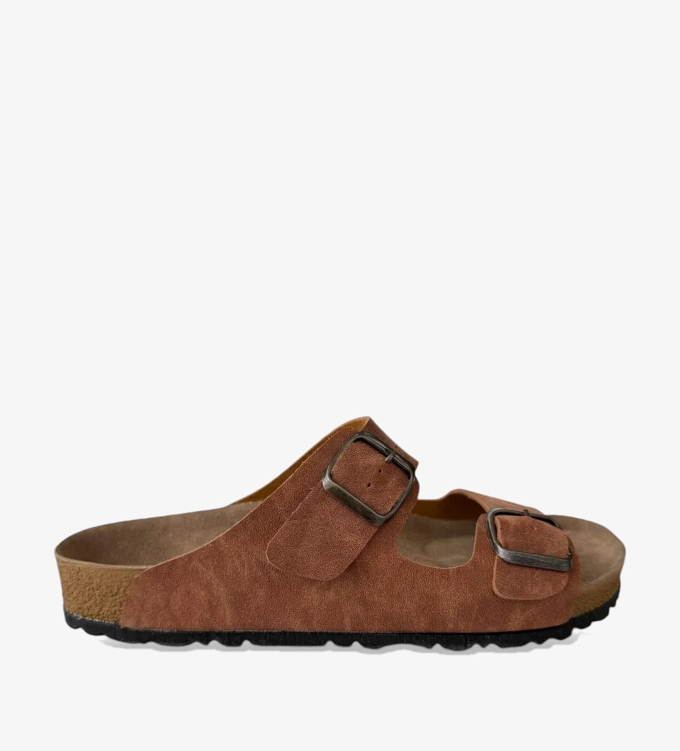 Liger Unisex Çift Tokalı Ortopedik Terlik TABA