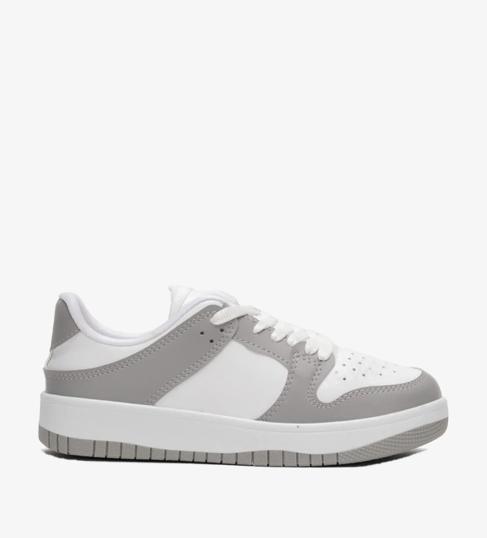 Liger Unisex Bağcıklı Spor Sneaker Ayakkabı BEYAZ - GRİ