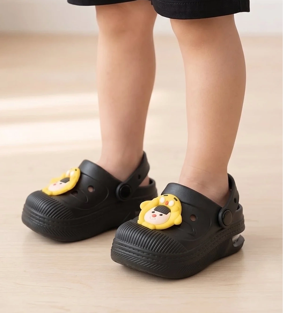 Ayakkabı Fuarı Elit MYS2316 Bebe-Patik Çocuk Emojili Işıklı Sabo Terlik Siyah