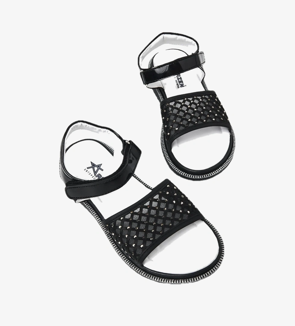 Tonny Black Çocuk Unisex Siyah Çoçuk Taşlı Sandalet