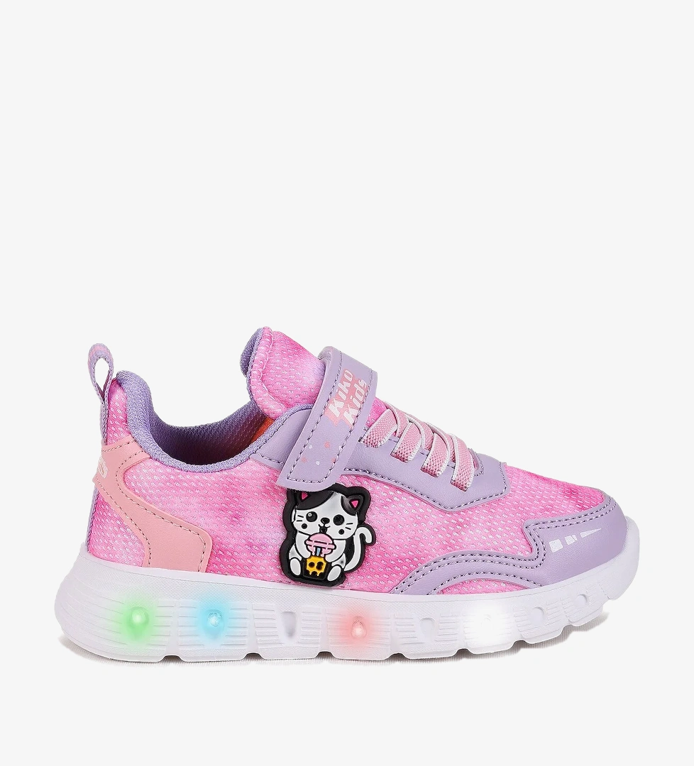 Kiko Kids Nebula Işıklı Cırtlı Kız Çocuk Spor Ayakkabı Lila - Buz